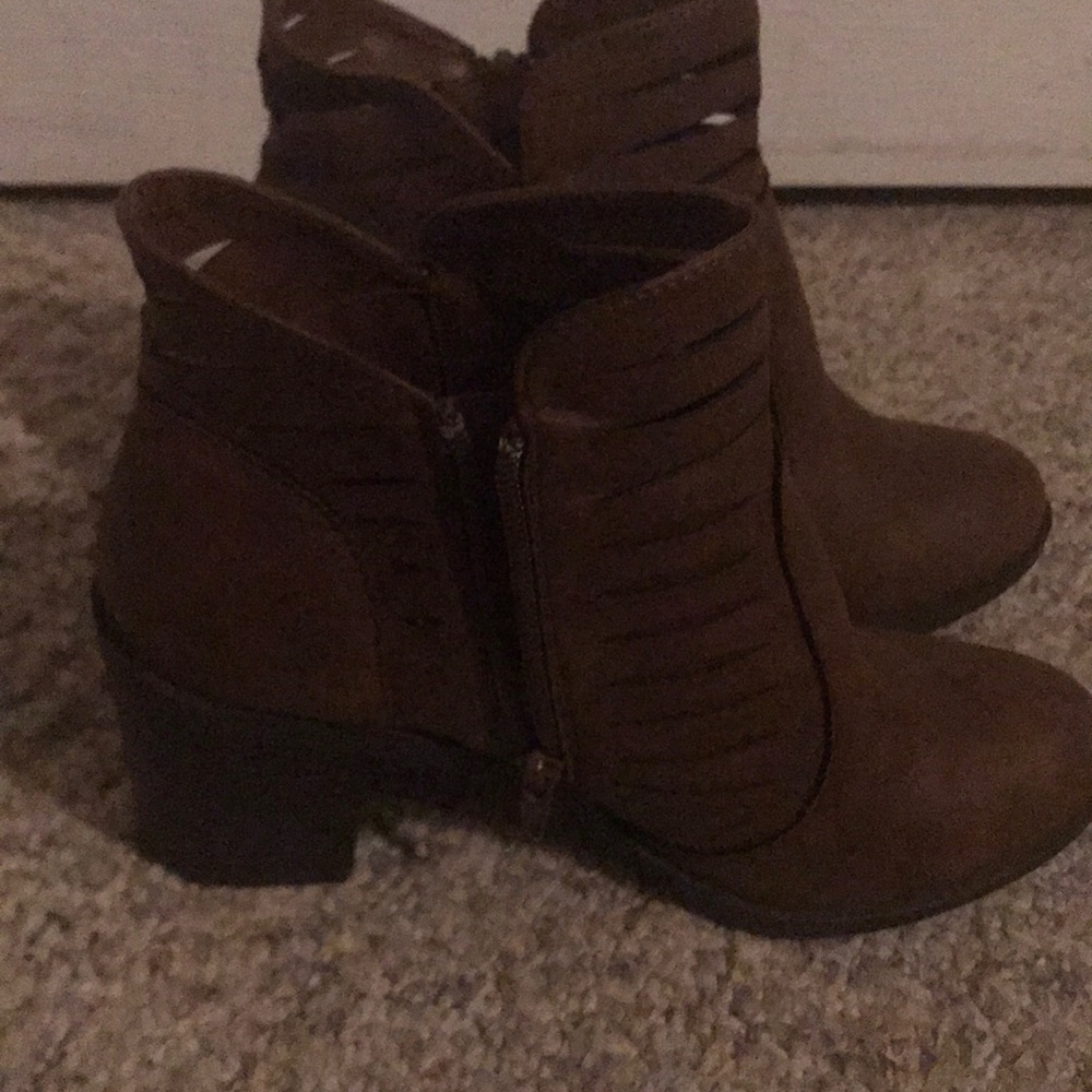 Brand new cognac booties. Memory foam insoles.